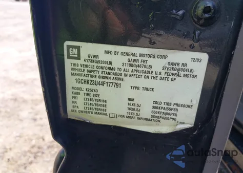 2004 Chevrolet Silverado 2500Hd Lt z USA, uszkodzony, nr VIN 1GCHK23U44F177791